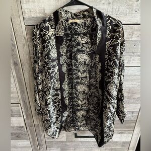 Black & White pure silk Floral Kimono Cardigan